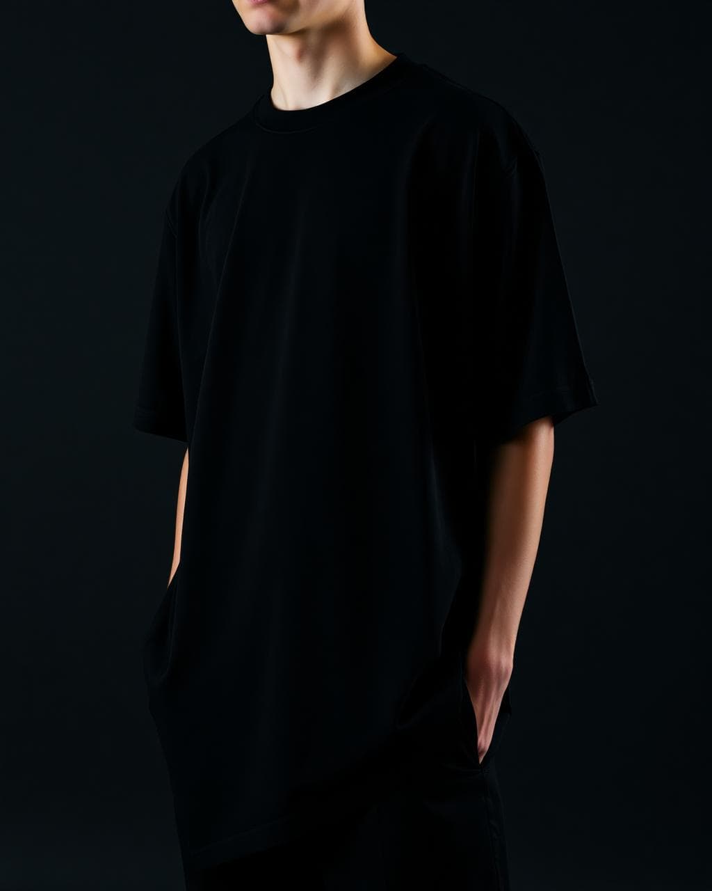 Model wearing OPEN 001 BLACK